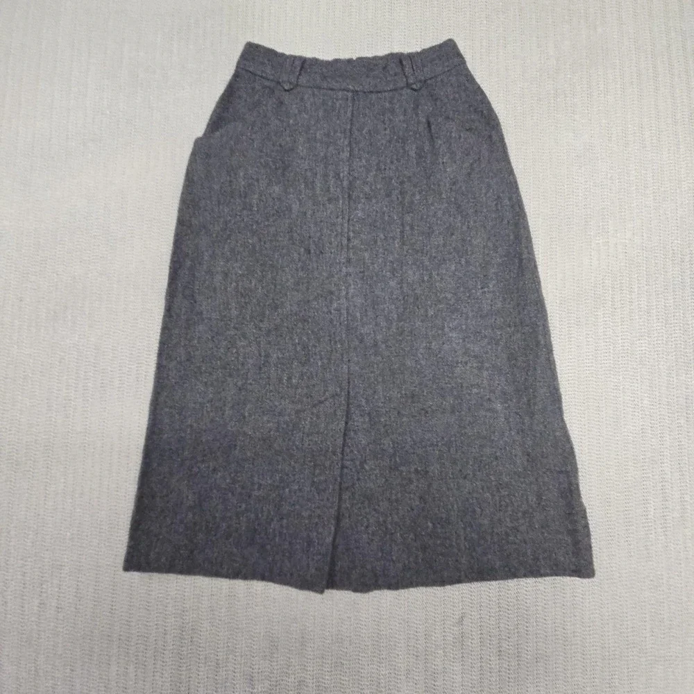 Vintage College Town Skirt Juniors 5/6 Gray Wool Tweed A Line Midi Lined Pleated